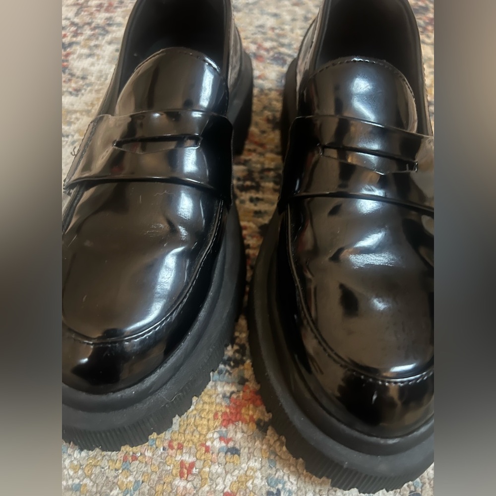 Girl Zara Shiny Black Loafers - Picture 3 of 7